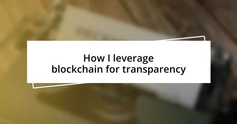 How I leverage blockchain for transparency