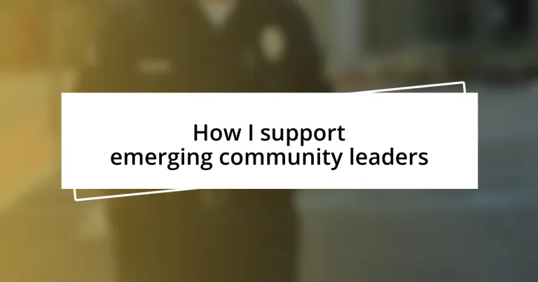 How I support emerging community leaders