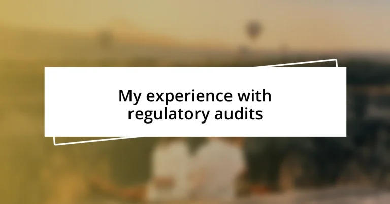 My experience with regulatory audits