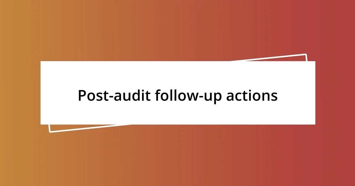 Post-audit follow-up actions